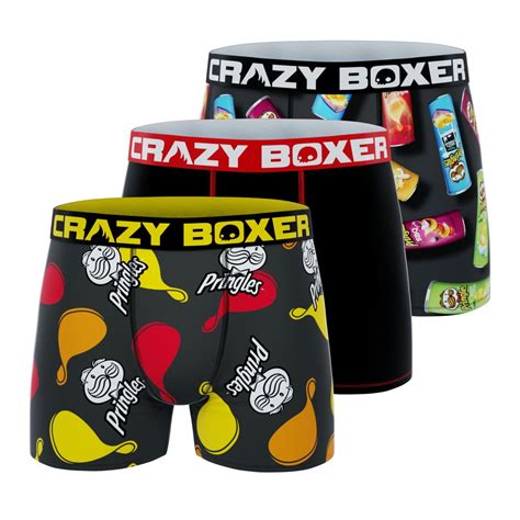 The blue boxers feature a bright yellow waistband and matching yellow stitching on the front pouch. . Crazyboxer