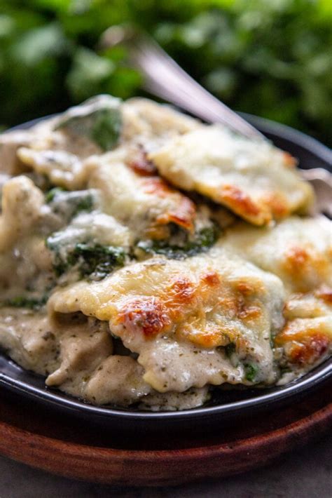 Creamy Pesto Chicken Ravioli - Dash of Sanity