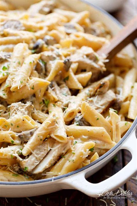 Creamy one-pot pasta with chicken and mushrooms recipe