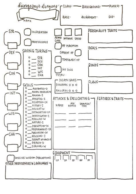 Create A Character Sheet
