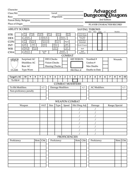 Create Ad D Character Sheet Online