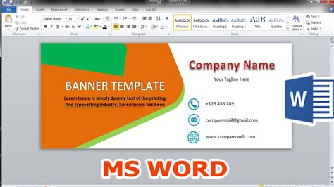 Create Banner Using MS Word YouTube