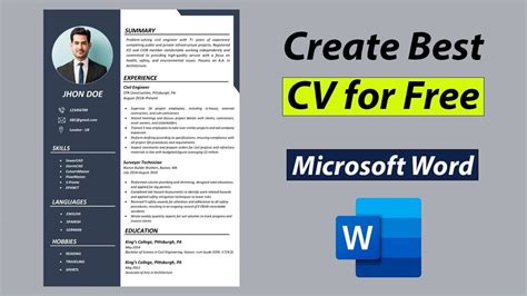 Create Best CV for Free in MS Word Best CV Format 2022
