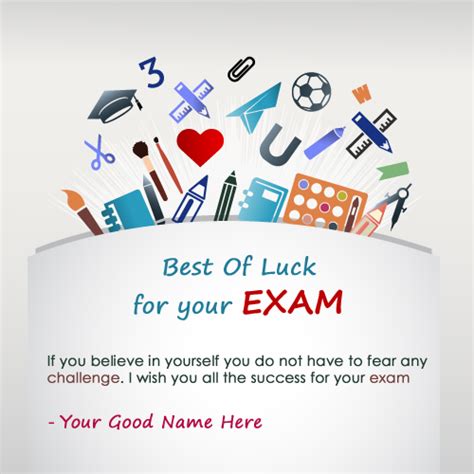 Create Best Of Luck For Exam Card With Name