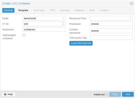 Create CT (Container) in Proxmox