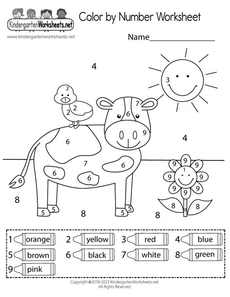 Create Color By Number Worksheets Free