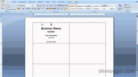 Create Custom Business Cards In Microsoft Office Word 2003