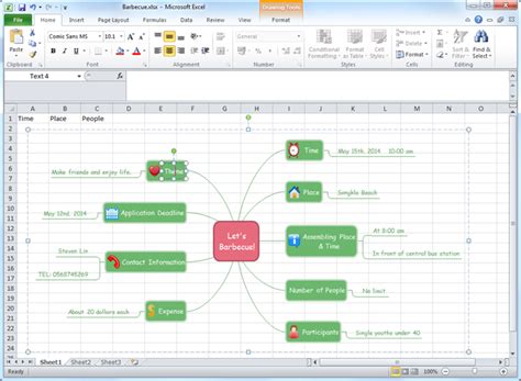 Create Mind Map for Excel Edraw