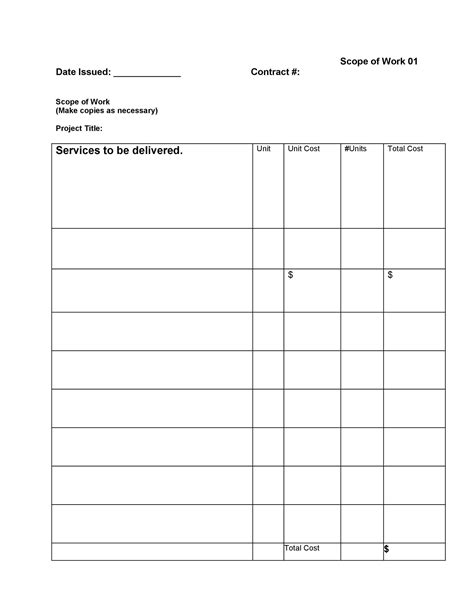 Create Scope Of Work Template