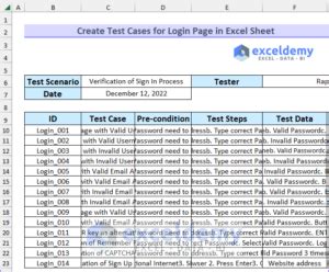 Create Test Cases for Login Page in Excel Sheet (with Easy Steps)