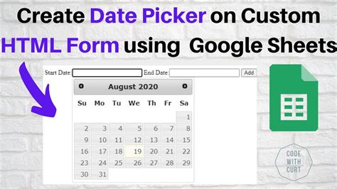 Create Web App From Google Sheets Create Date Picker on Custom HTML