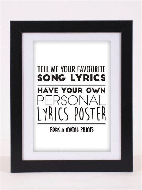 Create Your Own Custom Song Lyrics Printed Poster Handmade Lyric