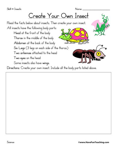 Create Your Own Insect Worksheet Have Fun Teaching