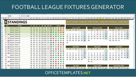 Create Your Own Soccer League Fixtures and Table Excel Templates