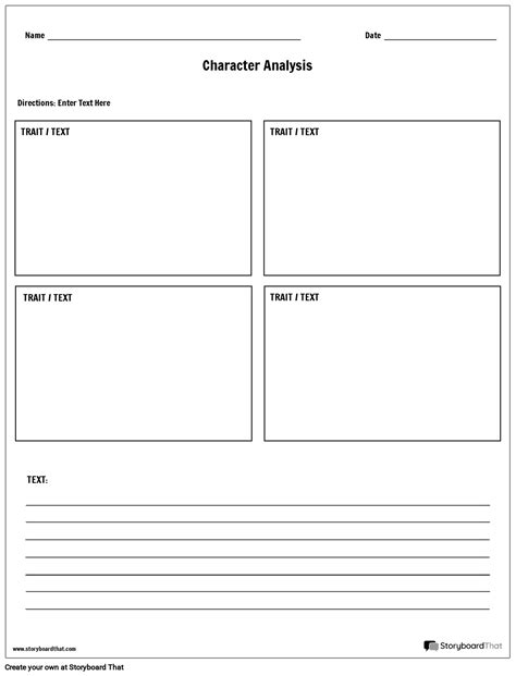 Create a Character Analysis Worksheet Character Analysis Template