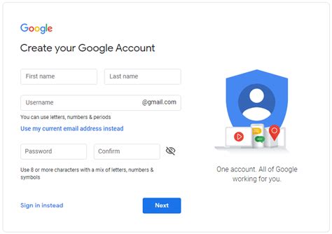 Create a Google Account for Gmail Drive and YouTube