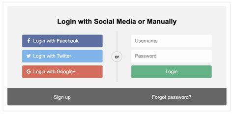 Create a Login form with Social Media w3iscool