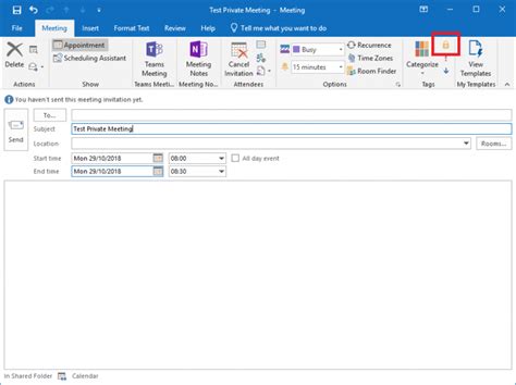 Create a Private Meeting or Appointment in Outlook 2016 for Windows