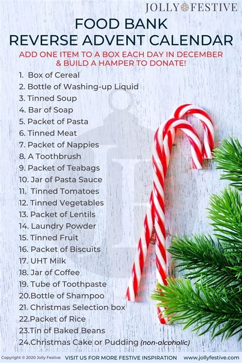 Create a Reverse Advent Calendar For Your Local Food Bank Reverse