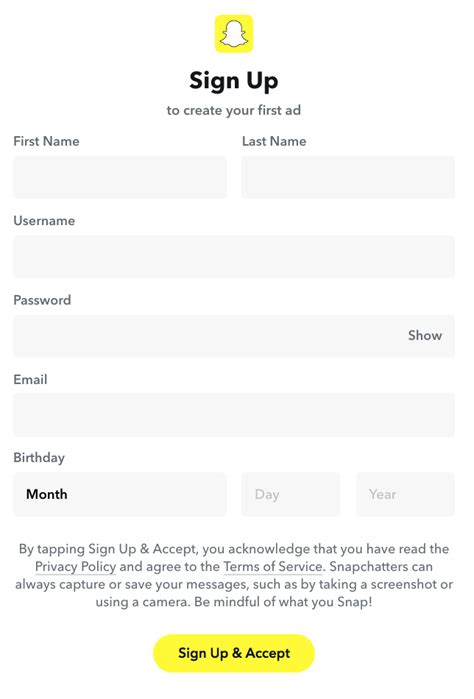 Create a Snapchat Account on Web