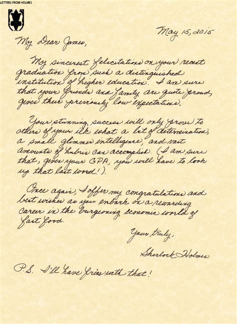 Create a handwritten letter from sherlock holmes by Nickwilk