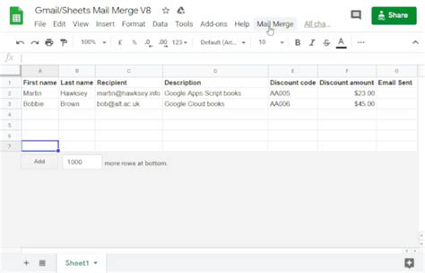 Create a mail merge using Gmail and Google Sheets