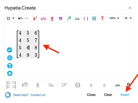 Create a matrix in g docs