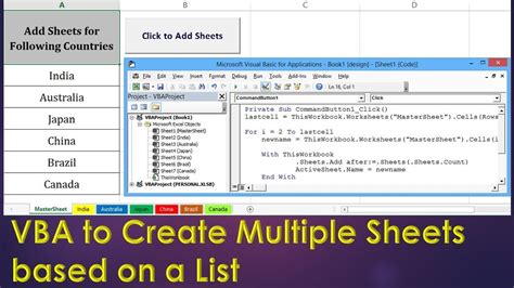 Create a sheet in excel vba