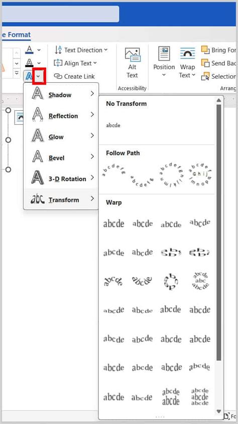 Create a table online for word.  Use the Text Effects menu to create oth...