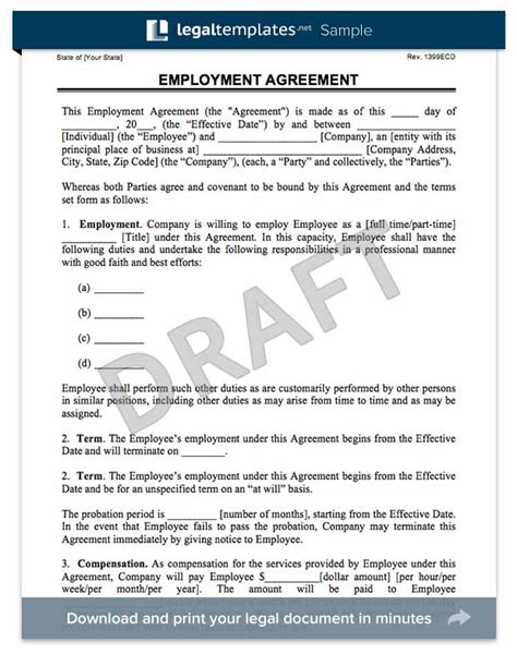 Create an Employment Contract in minutes LegalTemplates