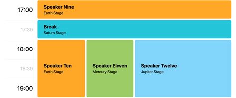 Create an event schedule with HTML table Liquid Light