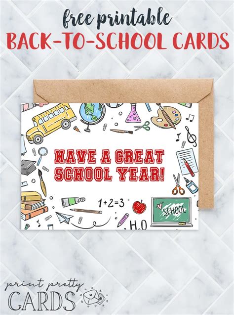 Create and Print Free Printable Back To School Cards at Home