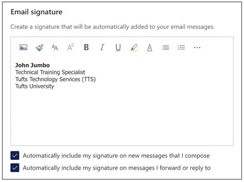 Create and add a signature to messages