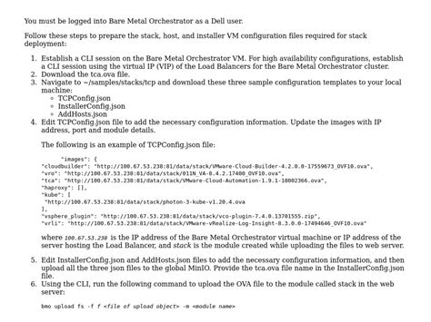 Create configuration files Bare Metal Orchestrator 2.0 Command Line …