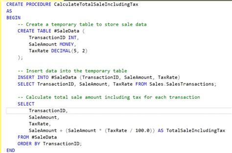 Create dynamic table in sql stored procedure