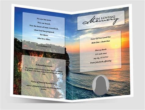 Create funeral program using funeral template. Select Size, Pages and