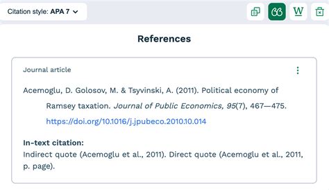 Create in text citation apa