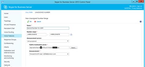 Create or modify an unassigned number range in Skype for Business ...