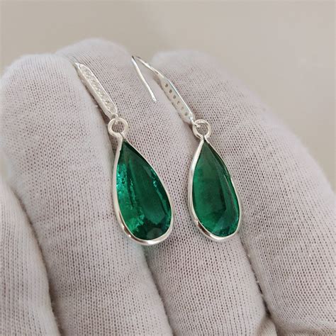 Created Emerald Earrings - Etsy