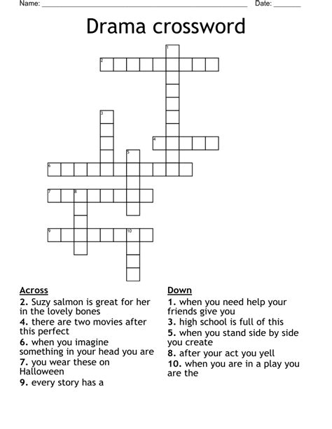 Drama ( Crossword Clue. The Crossword Solver found 30 answers to "Drama (", 8 letters crossword clue. The Crossword Solver finds answers to classic crosswords and cryptic crossword puzzles. Enter the length or pattern for better results. Click the answer to find similar crossword clues . Enter a Crossword Clue. A clue is required..