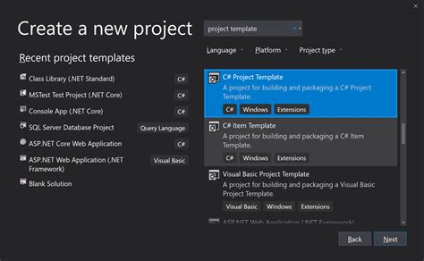 Creating Custom Project and Item Templates Visual Studio (Windows