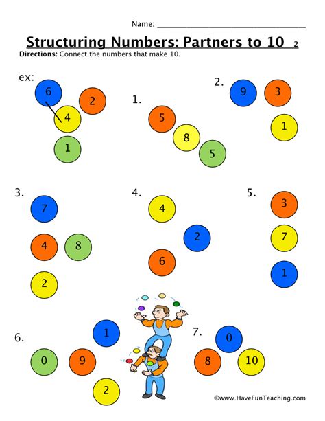 Creating Numbers Partners to Ten Worksheet by Teach Simple
