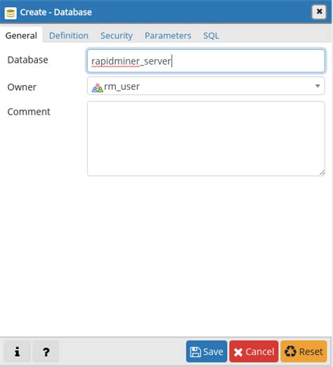 Creating PostgreSQL Database - RapidMiner Documentation