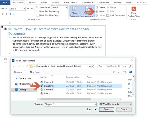 Creating a Master Document in Word Using Multiple Documents