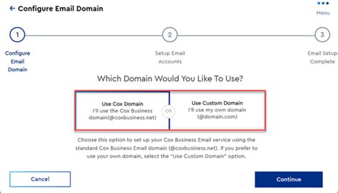 Creating a New Domain and Cox Business Email in MyAccount Cox Business