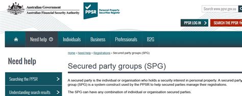 Creating a secured party group (SPG) PPS Register