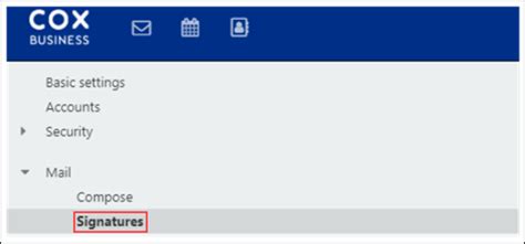 Creating an Email Signature in Cox Business Webmail OX
