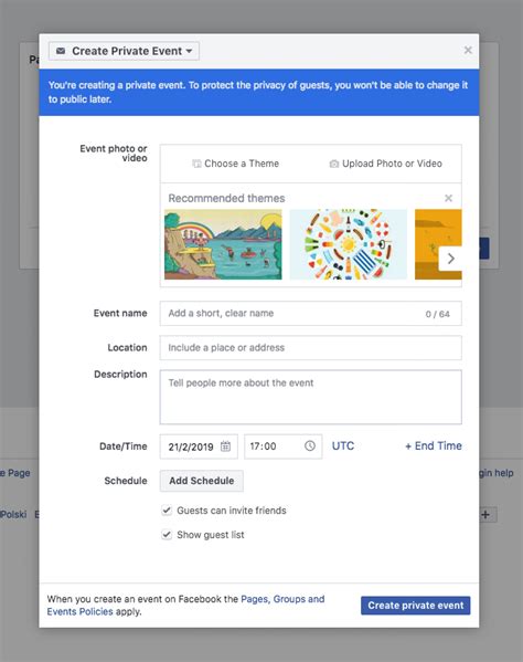 Creating an event on facebook. Create an online event. From your Feed, click Events in the left menu. You may have to click See More first. Click + Create New Event, then enter event details like the event name and start date and time. Click Is it in person or virtual?, then select Virtual. 