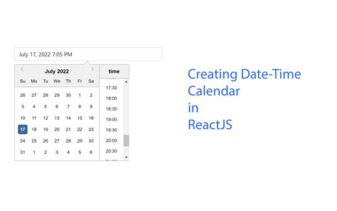 Creating calendars datetime pickers in Reactjs Code Example & Demo