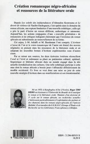 Creation romanesque negro africaine et ressources de la litterature orale. - The loan guide by casey fleming.